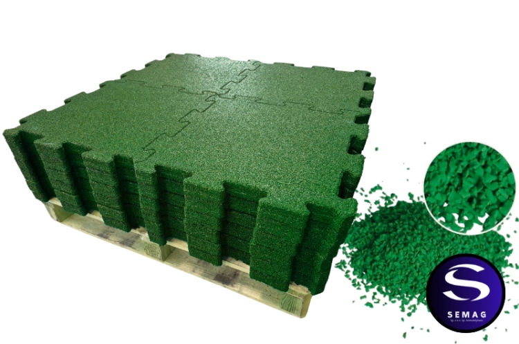 Zielony puzzel gumowy na plac zabaw płyta z granulatu.png