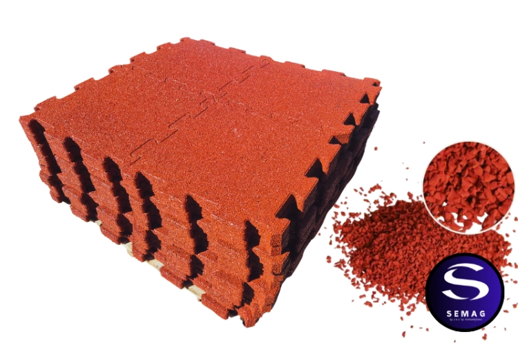 Czerwony puzzel gumowy na plac zabaw płyta z granulatu.png