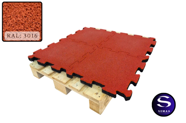 RED RAL3016 SEMAG Zabrze czerwone puzzle EPDM na plac zabaw