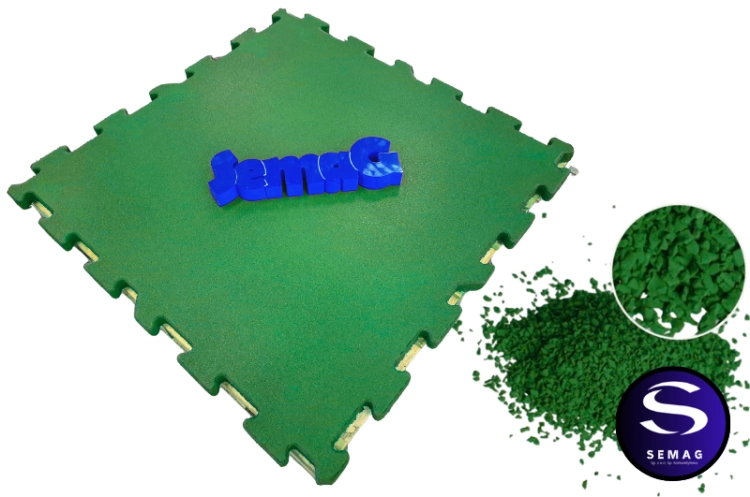 Zielony puzzel gumowy na plac zabaw płyta z granulatu.png